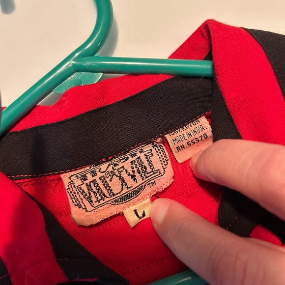 RARE Vintage Gabardine Trash & Vaudeville Red Black Men's Shirt Punk Rockabilly - Picture 8 of 14